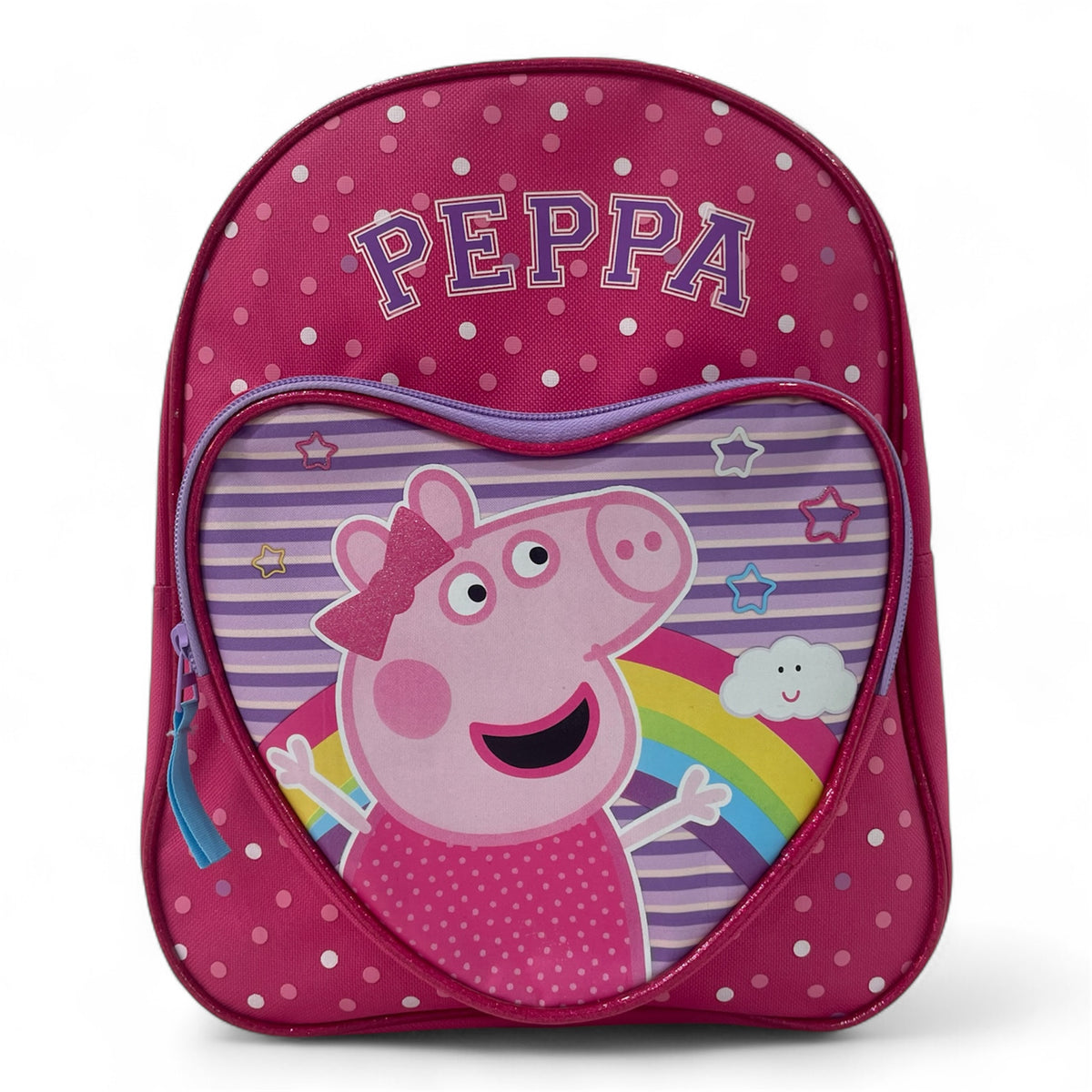 Mochila Infantil Peppa Pig "Rainbow Heart" Rosa con Bolsillo Corazón