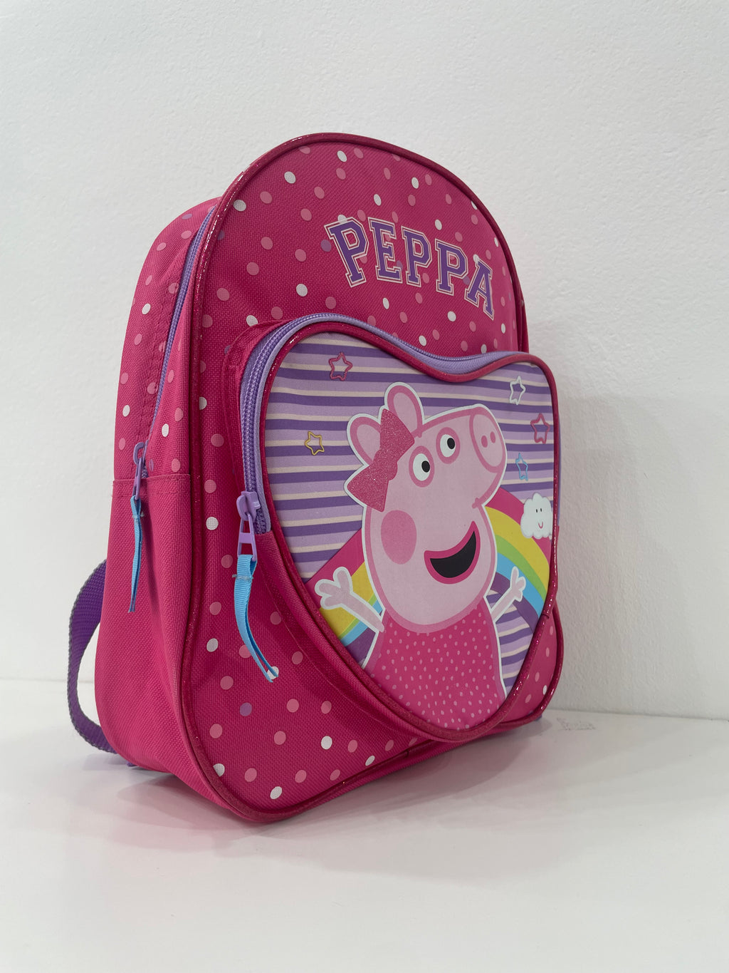 Mochila Infantil Peppa Pig "Rainbow Heart" Rosa con Bolsillo Corazón